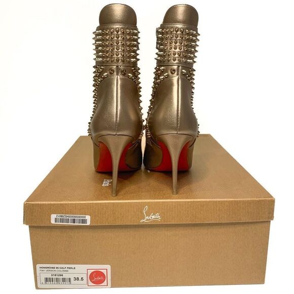 Christian Louboutin Calfskin Perle Spike Hongroise 85 Ankle Boots EU 38.5 US 8.5 - Picture 8 of 11